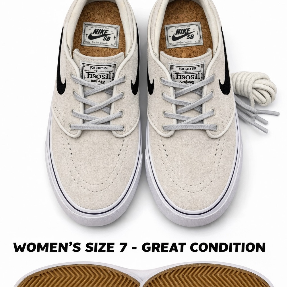 Nike SB Women’s Athletic Shoes Cream with Black Swoosh